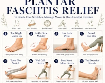 Plantar Fasciitis Relief Printable, Foot Stretch Exercise Guide PDF, Heel Pain & Foot Mobility Routine