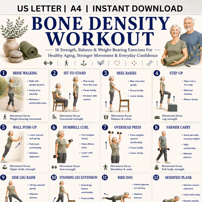 Healthy Aging Strength Printable Bundle, Senior Fitness PDF, Resistance Band Workout Guide image 6