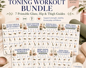 Unterkörper-Toning druckbares Bundle, Oberschenkel Hüfte & Gesäß Workout PDF, At Home Fitness Guide