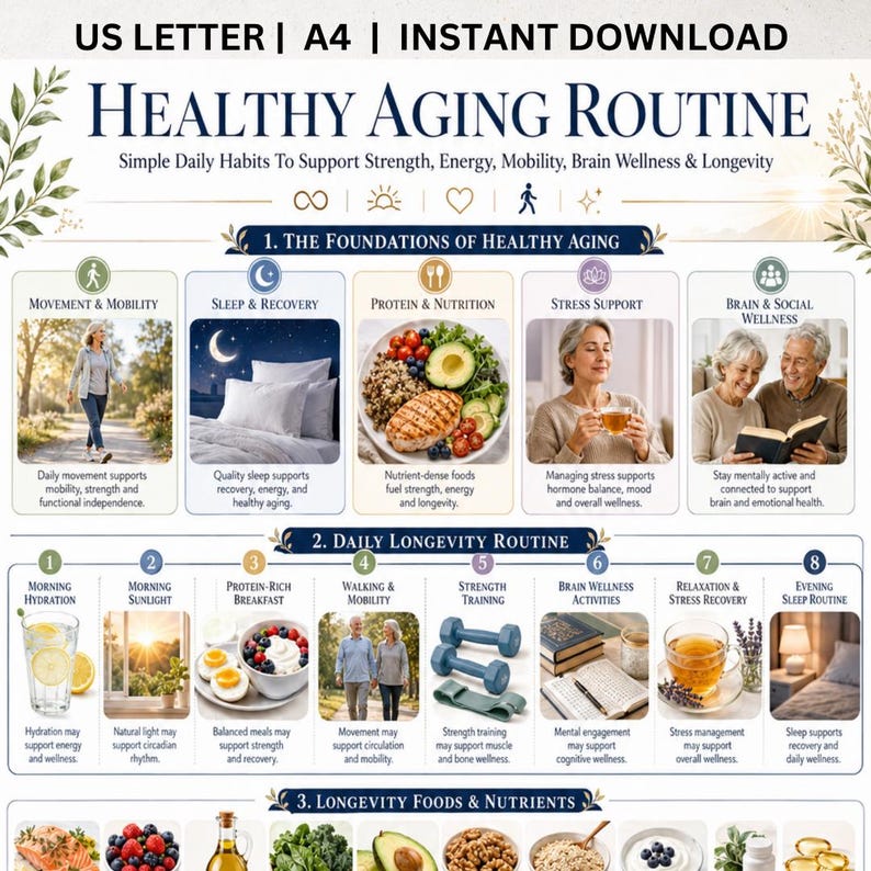 Healthy Aging Strength Printable Bundle, Senior Fitness PDF, Resistance Band Workout Guide image 7