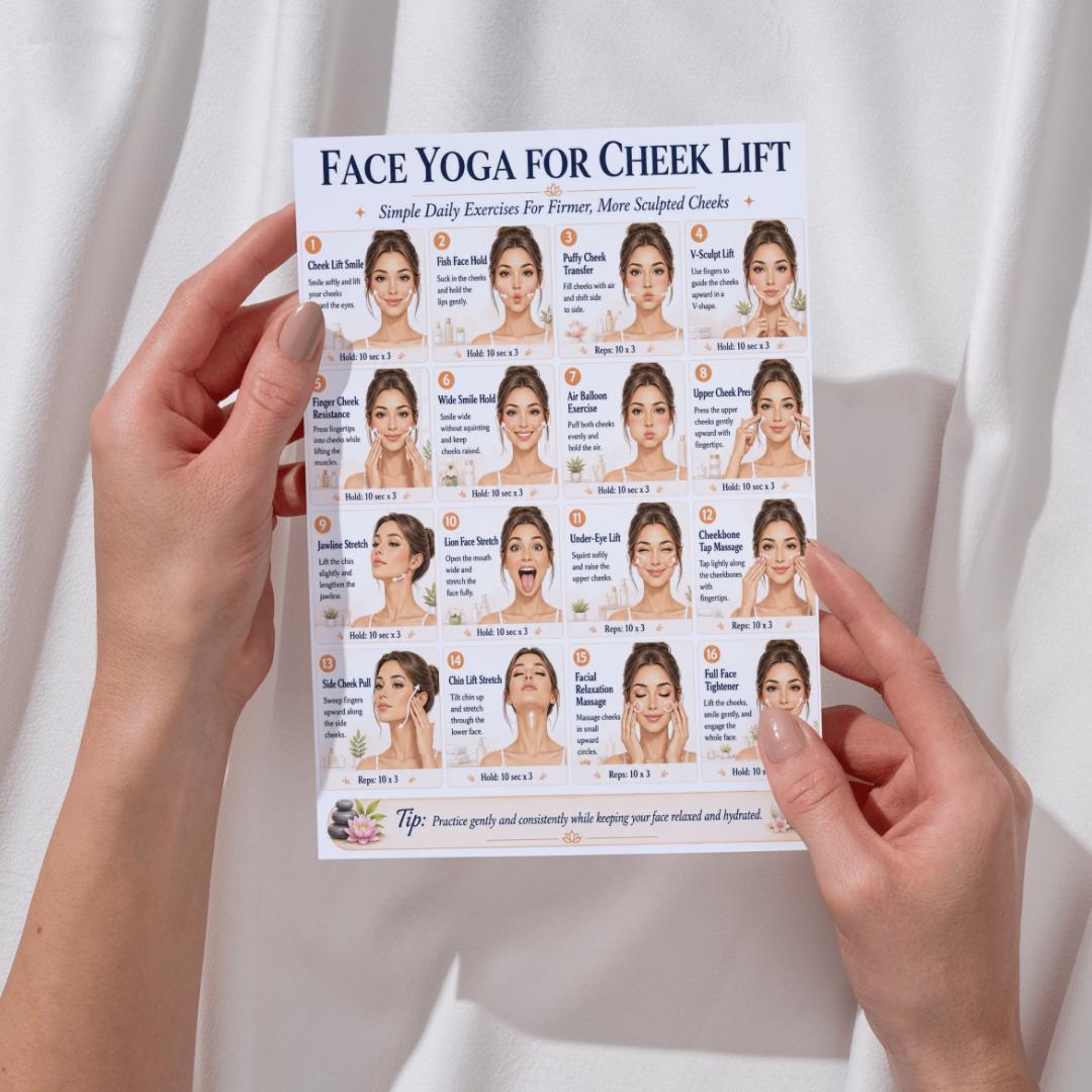 Face Yoga for Cheek Lift Printable, Cheekbone Exercises Chart PDF ...