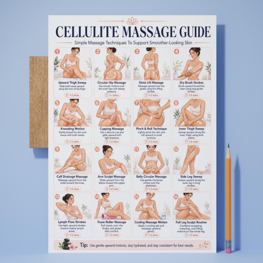 Cellulite Massage Guide Printable, Lymphatic Massage Chart PDF, Body ...