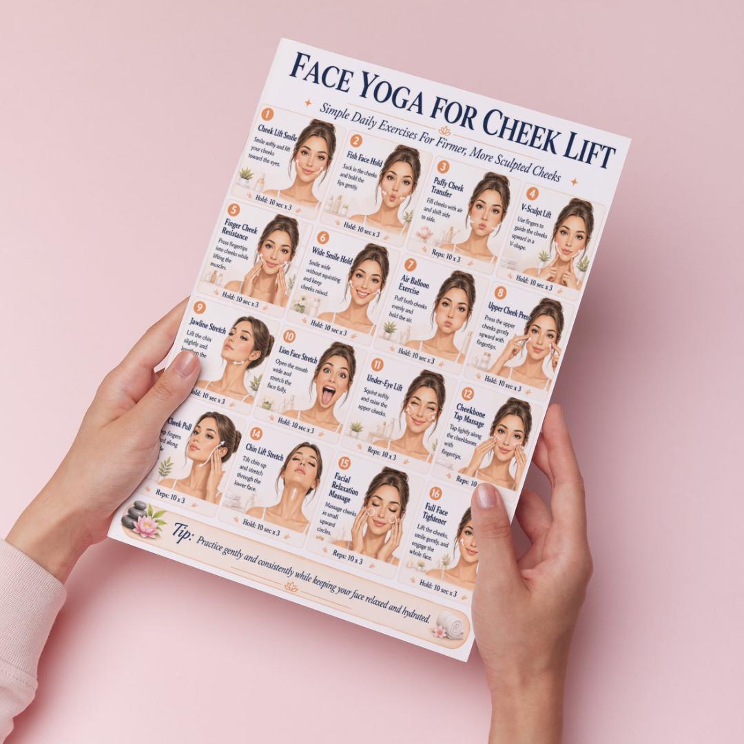 Face Yoga for Cheek Lift Printable, Cheekbone Exercises Chart PDF ...