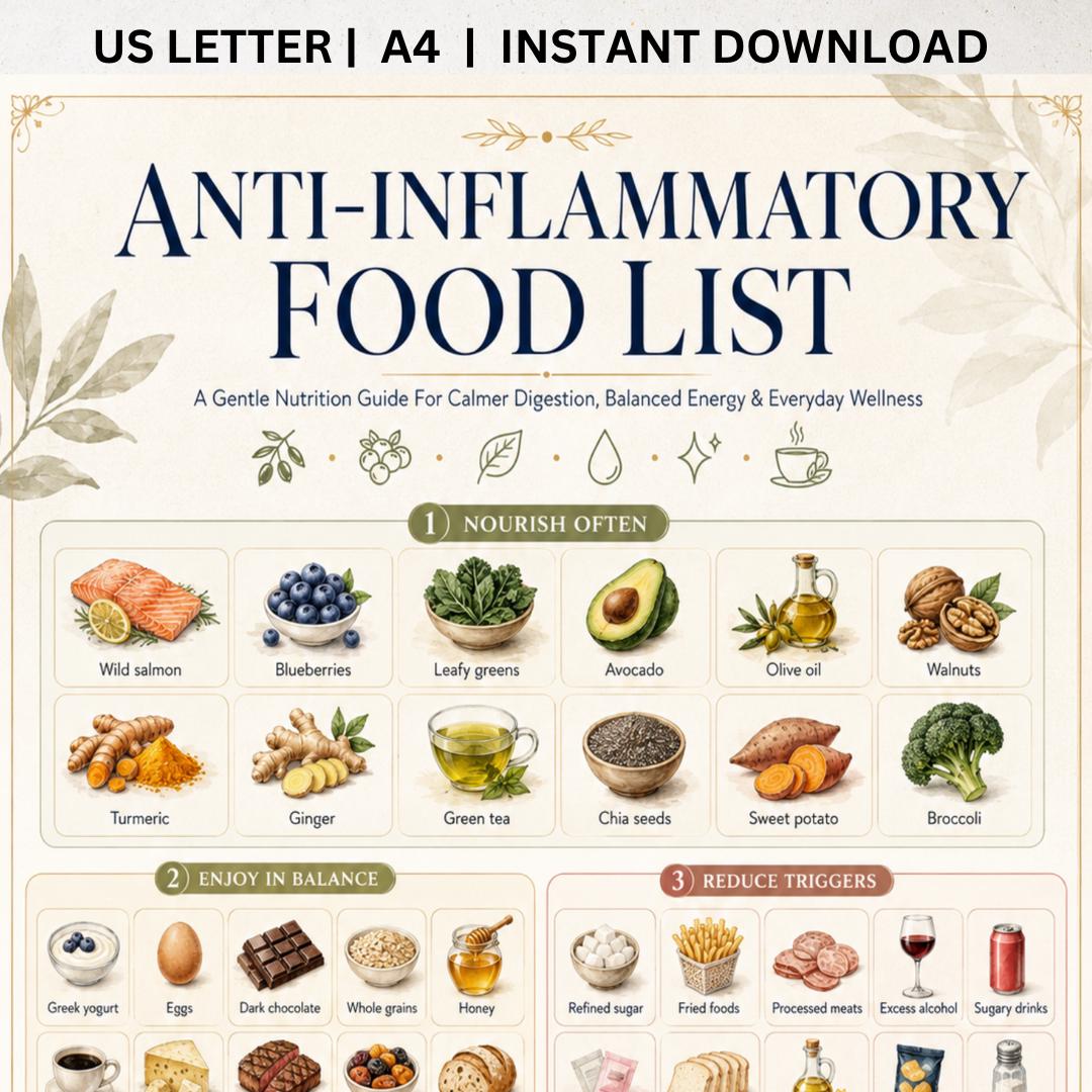 Anti-inflammatory Food List Printable | Arthritis & Autoimmune Diet ...