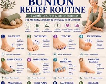 Ballen Relief Übungen zum Ausdrucken, Big Toe Beweglichkeits Routine PDF, Fuß Stärkung & Toe Stretch Übungsanleitung