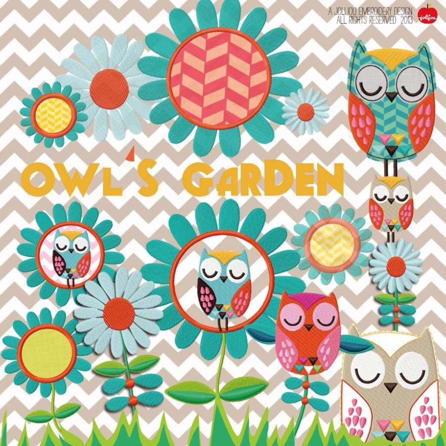 Stickdatei Set "OWLS GARDEN" - 10x10 & 13x18