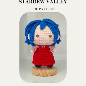 Amigurumi-mönster – Chibi Emily – Stardew Valley Virkad docka: PDF Digital Nedladdning