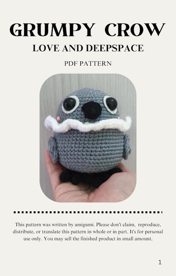 Amigurumi Pattern – Grumpy Crow (Sylus) – Love and Deepspace Crochet Doll: PDF Digital Download