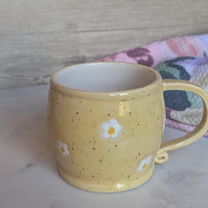Yellow Dainty Flower Mug 9oz | Handmade Ceramic Matcha or Coffee Mug | Handmade Pottery | Wheel Thrown | Ceramic Art