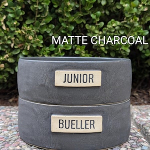 Customized Pet Food Bowl: Multiple Sizes | MADE-TO-ORDER | Ceramic Matte Charcoal