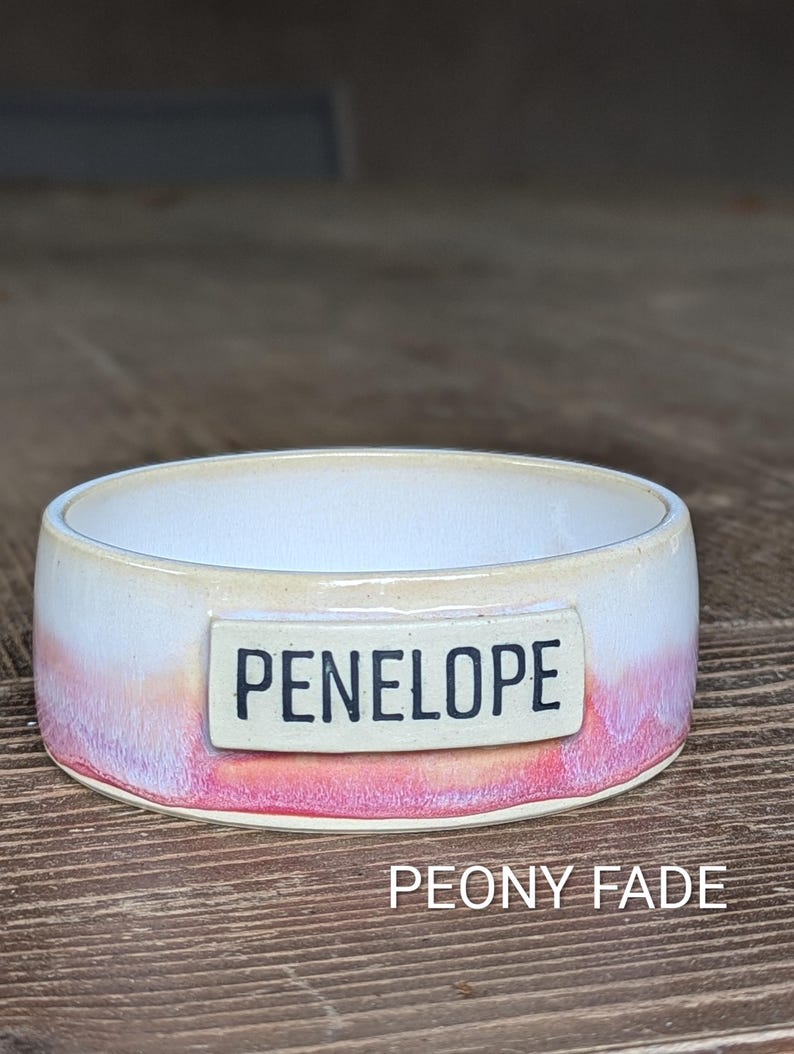 Customized Pet Food Bowl: Multiple Sizes | MADE-TO-ORDER | Ceramic Peony Fade