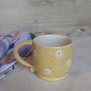 Yellow Dainty Flower Mug 9oz | Handmade Ceramic Matcha or Coffee Mug | Handmade Pottery | Wheel Thrown | Ceramic Art