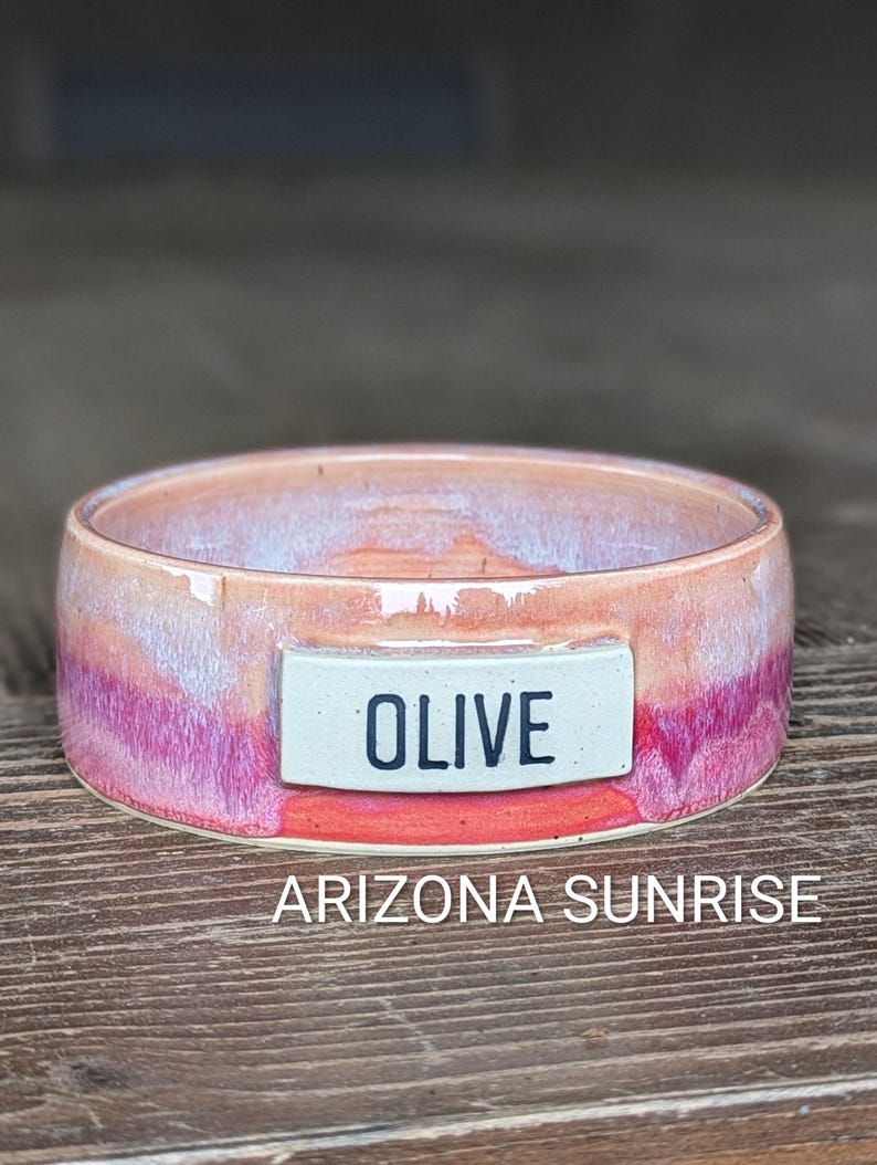 Customized Pet Food Bowl: Multiple Sizes | MADE-TO-ORDER | Ceramic Arizona Sunrise