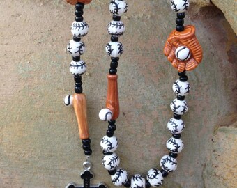 BASEBALL Custom Sports Themed Rosary - Personalized CONFIRMATION or 1st COMMUNION gift for boy or girl