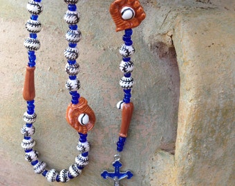 Baseball Rosary, A Great Gift for Catholic First Communion or Confirmation. Fully Customizable Rosary!