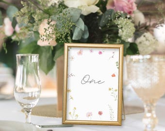 Tischnummern | Pastell Blumen Design | Druckbare Hochzeitstischdekoration