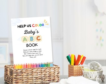 Baby Shower Activity | Baby’s ABC Book | Coloring Keepsake Game