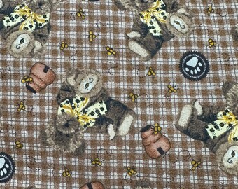 Plaid Cotton Fabric Yardage, Destash, New and Unused, 2 Yards, Boyd’s Bears Print