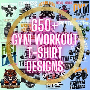 650+ Gym Workout T-Shirt PNG Bundle – Fitness Designs, Cartoon Tiger, Streetwear Style, Sublimation, Printable Digital Downloads Transparent