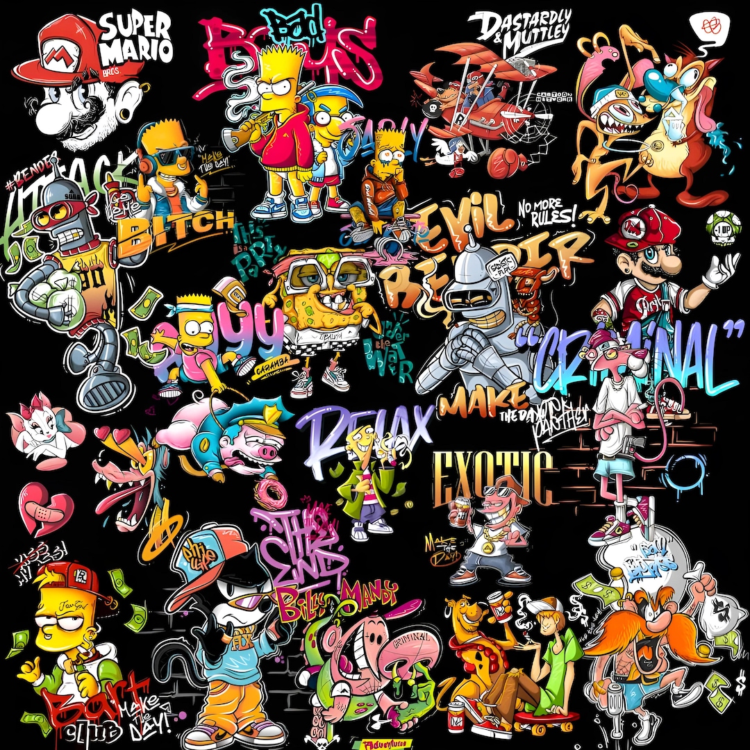 Cartoon T-shirt PNG Bundle: Kids Character Designs (digital