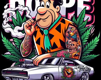 Flintstones Weed PNG File | Dope Car Design | 420 Streetwear T-Shirt Transfer Files | Sublimation Printable Art | Instant Digital Download