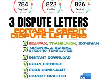 Editable Credit Dispute Letter Templates: Experian, Equifax, TransUnion (Word Format)