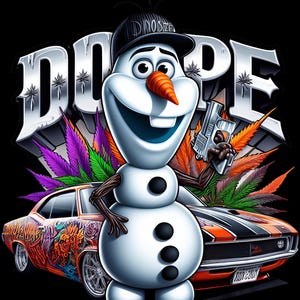 Snowman Weed PNG File | Dope 420 Cartoon Design | Streetwear T-Shirt Transfer | Printable Sublimation Art | Digital Download Cars, Hoodies