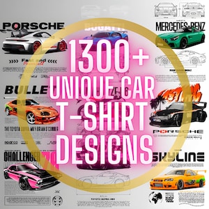 1300 T-Shirt Unique Car Bundle PNG Files Motorcycle Design Digital Prints T-Shirt Vector Transfers Printable Transparent Art Download