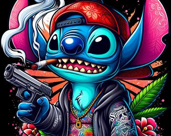 Gangsta Weed Rökning PNG-fil | Tecknad Streetwear Design | 420 T-shirt Transfer | Utskrivbar Digital Konst | Direkt Nedladdning | Vektorfil