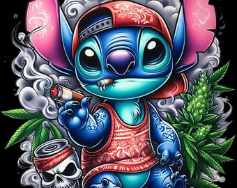 Baby Snitch-fil | Rökning tecknad karaktärsdesign | 420-stil konst | DTF T-shirtöverföringsfil | Sublimering PNG | Digital nedladdning 300 DPI