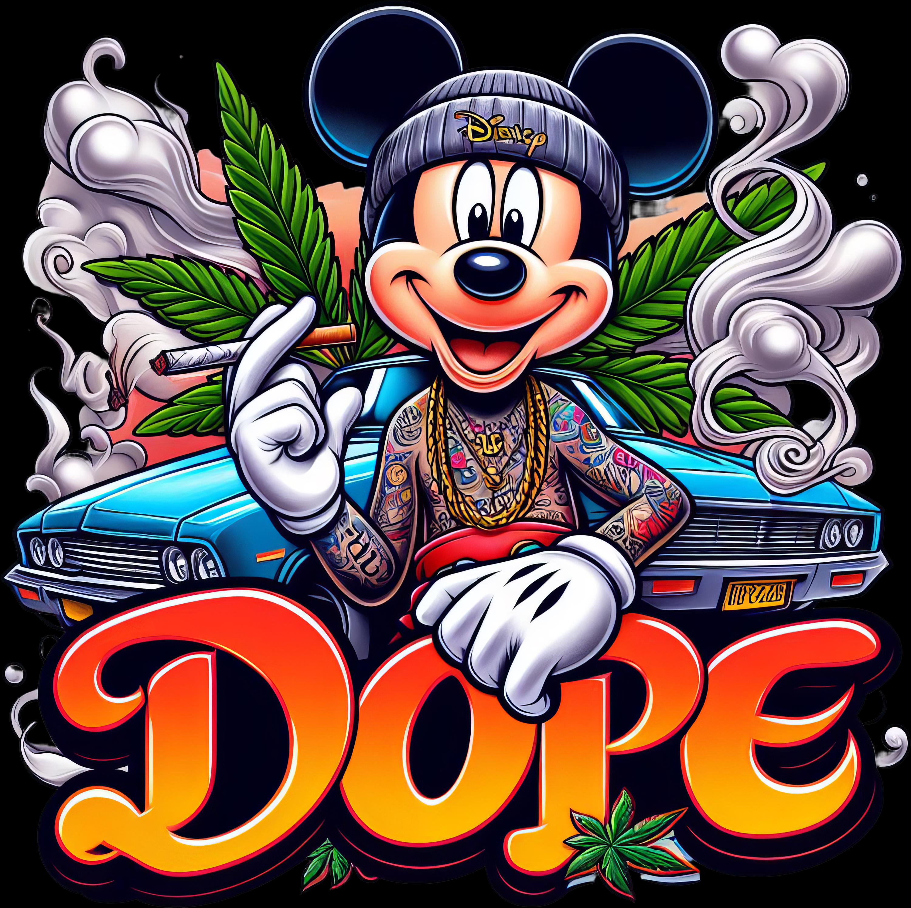 Mickey Dope Weed PNG | Design de Streetwear de Desenho Animado de Fumar | Transferência para Camiseta 420 | Arte Vetorial para Impressão | Download Instantâneo | Arquivo de Adesivos