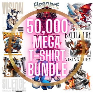 Pacchetto di 50.000 magliette streetwear, auto, bici, cartoni animati di Dio File PNG Design Stampe digitali Trasferimenti vettoriali Stampabili Sublimazione Download