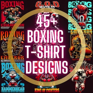 45+ Pacchetto PNG di magliette da boxe - Lotta, MMA, Design streetwear Stampe digitali per sublimazione, Download di file di trasferimento di arte trasparente urbana