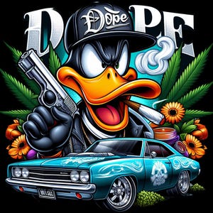 Dope Duck Weed PNG – 420 Streetwear Cartoon Design | Urban Style Printable Art | Transparent Digital Download for T-Shirts, Hoodies & More