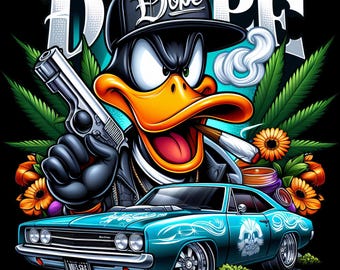 Dope Duck Weed PNG – 420 Streetwear-tecknade bilder | Utskrivbar konst i urban stil | Transparent digital nedladdning för t-shirts, hoodies och mer