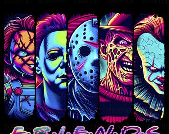 Halloween Horror Anime PNG Bundle | Friends Spooky Season T-Shirt Designs | Scary Sublimation Files | Digital Download DTF, DTG & Printable