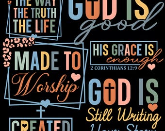 Kristen T-shirt PNG-paket: Jesus, bibelversdesigner (digital nedladdning)