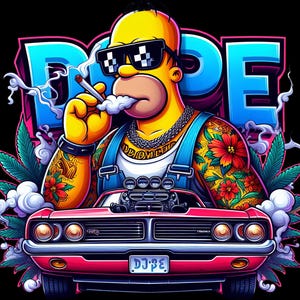 Homer Simpson Unkraut PNG-Datei | Dope Die Simpsons Cartoon Design 420 Streetwear T-Shirt Transfer Datei Sofort Digital Download Autos & Bekleidung