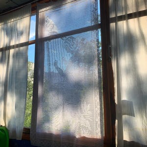 Filet crochet cotton curtain