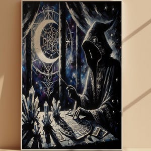 Witchcore Wizard Art Print: Gothic Celestial Decor (Digital Download)