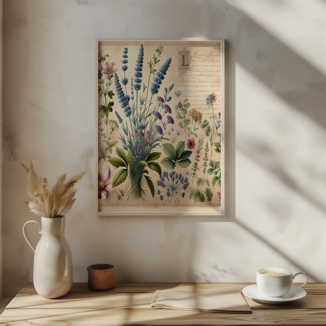 Vintage Botanical Print Set, Floral Wall Art, Antique Flower ...