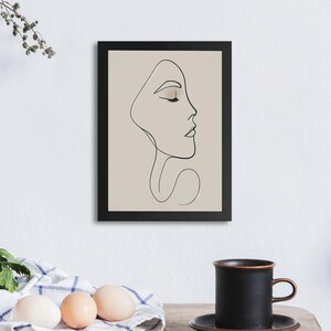 Minimalist Line Art Face Prints: Modern Woman Portrait (Digital Download, 5 Sizes)