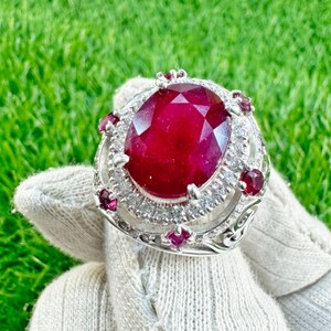 Exquisite Mozambique Ruby Ring, Real Red Ruby 925 Silver Ring, July Birthstone Gift for Women, Handmade Dad Present Special Occasion Jewelry
