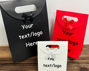 Bolsas de regalo con logotipo personalizado, bolsa con cinta con texto personalizado