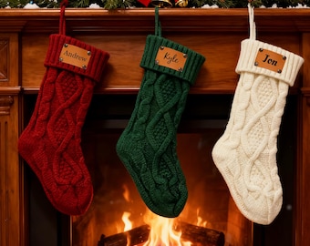 Personalized Knit Christmas Stocking, Holiday Decor Gift