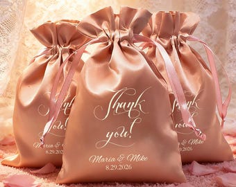 Sac personnalisé en satin avec cordon de serrage, pochette cadeau personnalisée, cadeau de proposition de demoiselle d'honneur