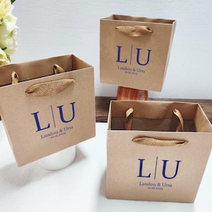 Sacchetti regalo personalizzati, sacchetti di benvenuto per matrimoni, sacchetti regalo di carta di lusso con nastro, sacchetti per matrimoni personalizzati, bomboniere