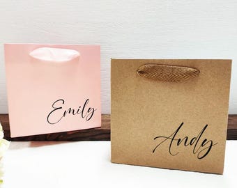 Bolsas de regalo de papel kraft personalizadas, regalos de boda, impresión de logotipo