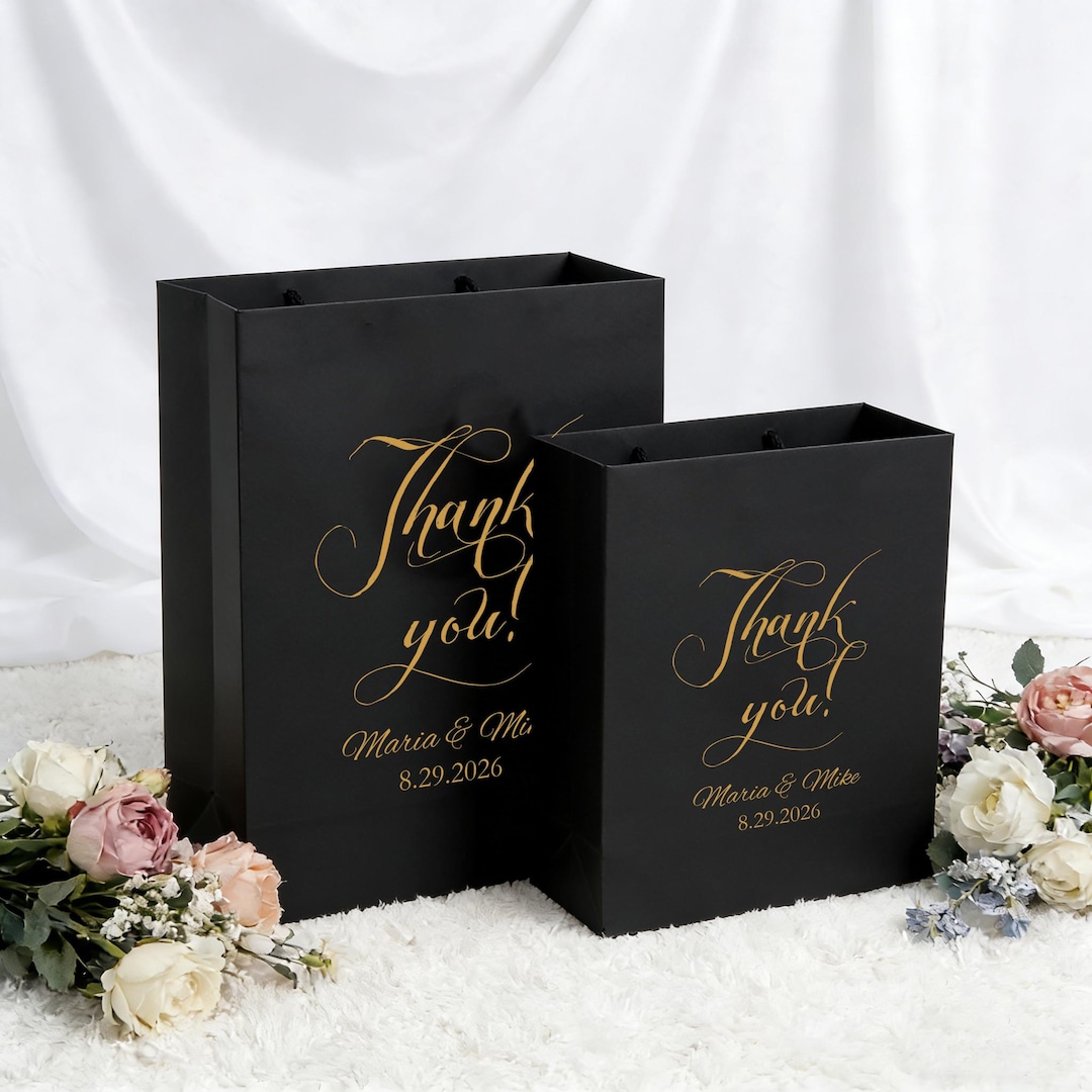 Custom Wedding Favor Bags, Personalized Name Date, Bridal Shower Thank ...