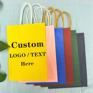 Personalized Paper Bags, Party Favor Bags with Handles, Kraft Gift Bags, Party Bag for Business, Wedding Favor Bags, Recyclable Kraft Bags